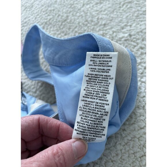 Avec Les Filles Linen Blend Crop Tank Top Ice Blue Size S - Picture 6 of 8